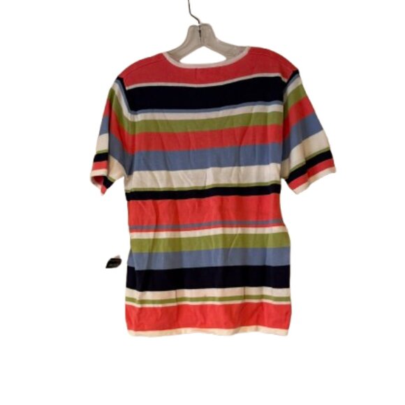 Sag Harbor Multi-Colored Striped Short Sleeve Sweater - Medium - Picture 2 of 5